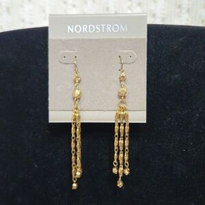 (NEW) Nordstrom Gold Dangle Drop Earrings 3"